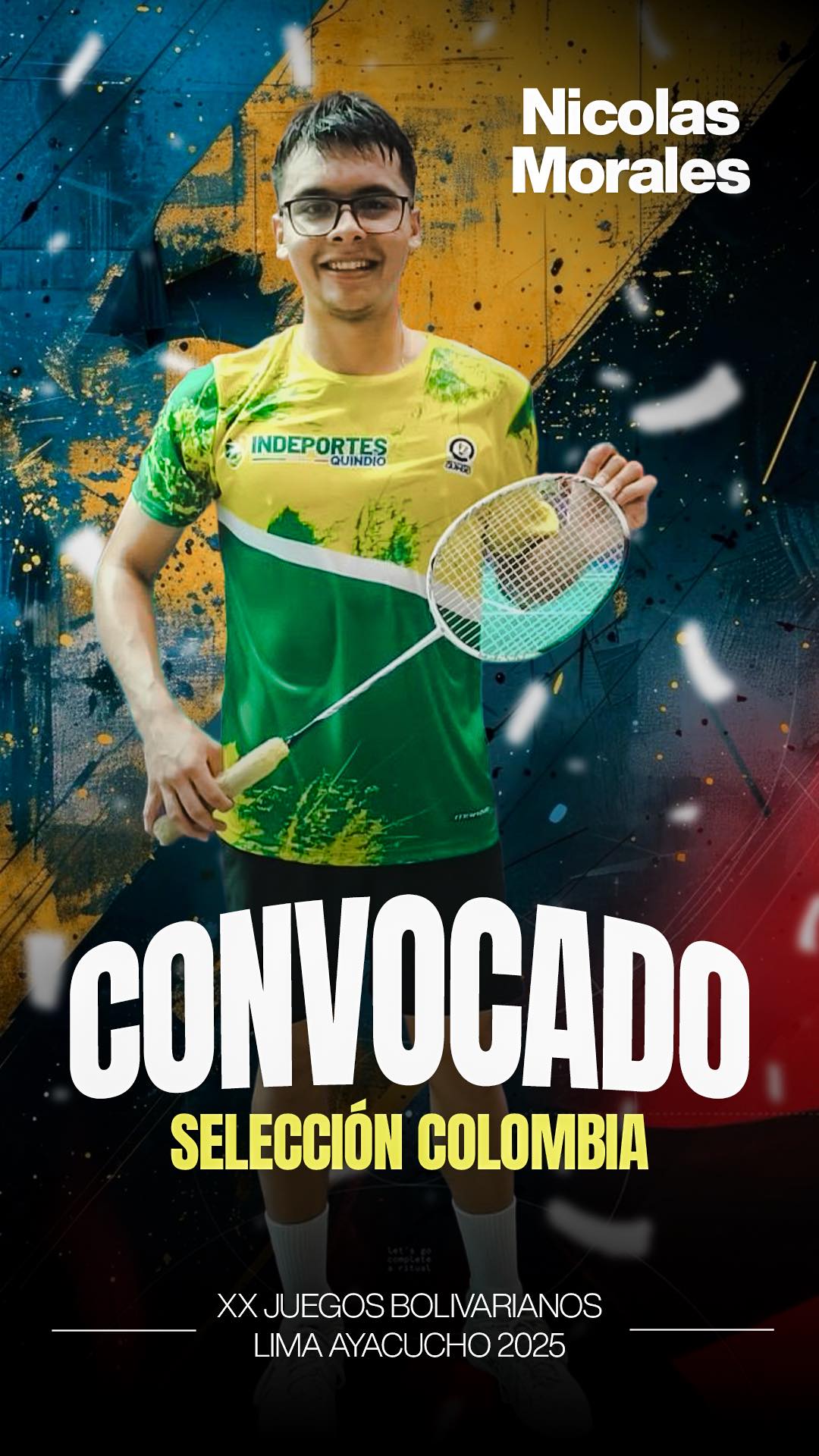 NICOLÁS MORALES, ORGULLO DEL DEPORTE QUINDIANO CONVOCADO A LA SELECCIÓN COLOMBIA